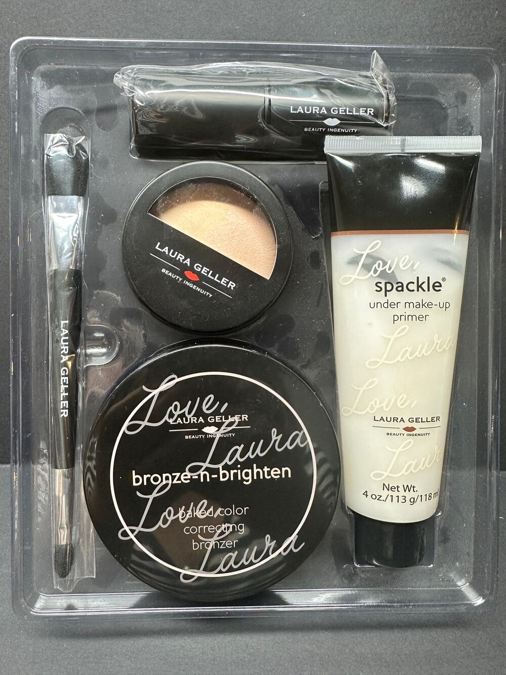 NEW Laura Geller Set 2 brushes Spackle, Baked Highlighter Duo, Bronze-n-Brighten
